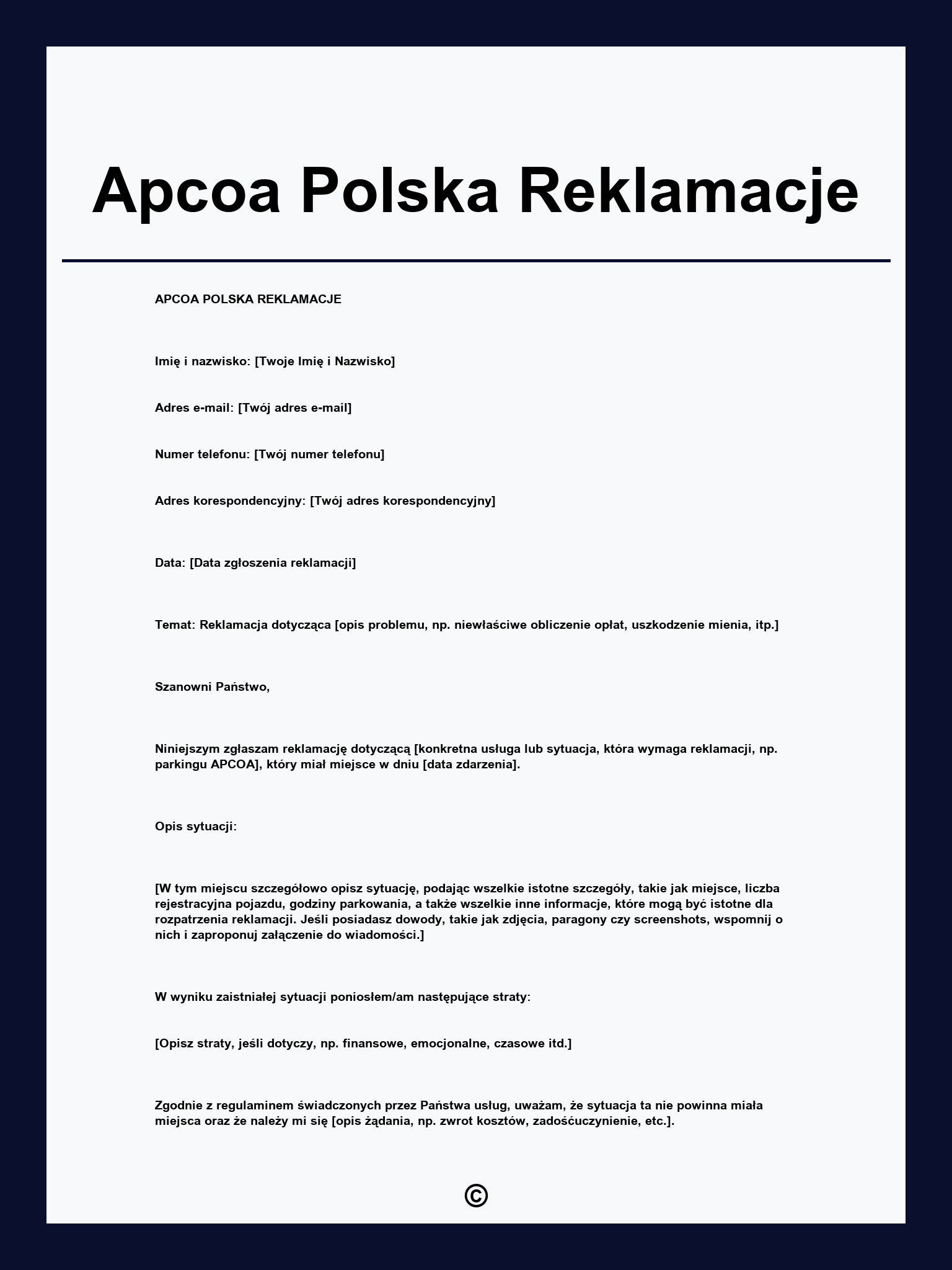 Apcoa Polska Reklamacje
