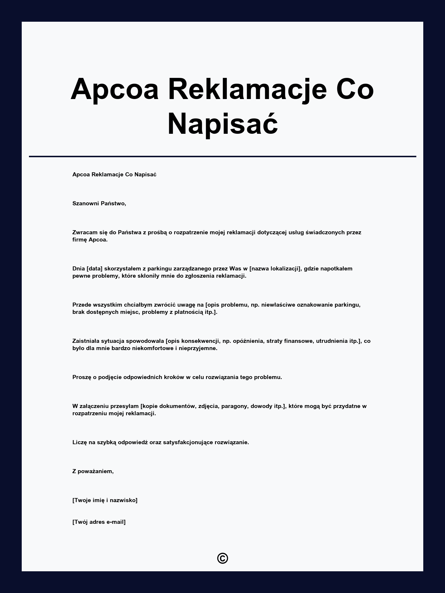 Apcoa Reklamacje Co Napisać