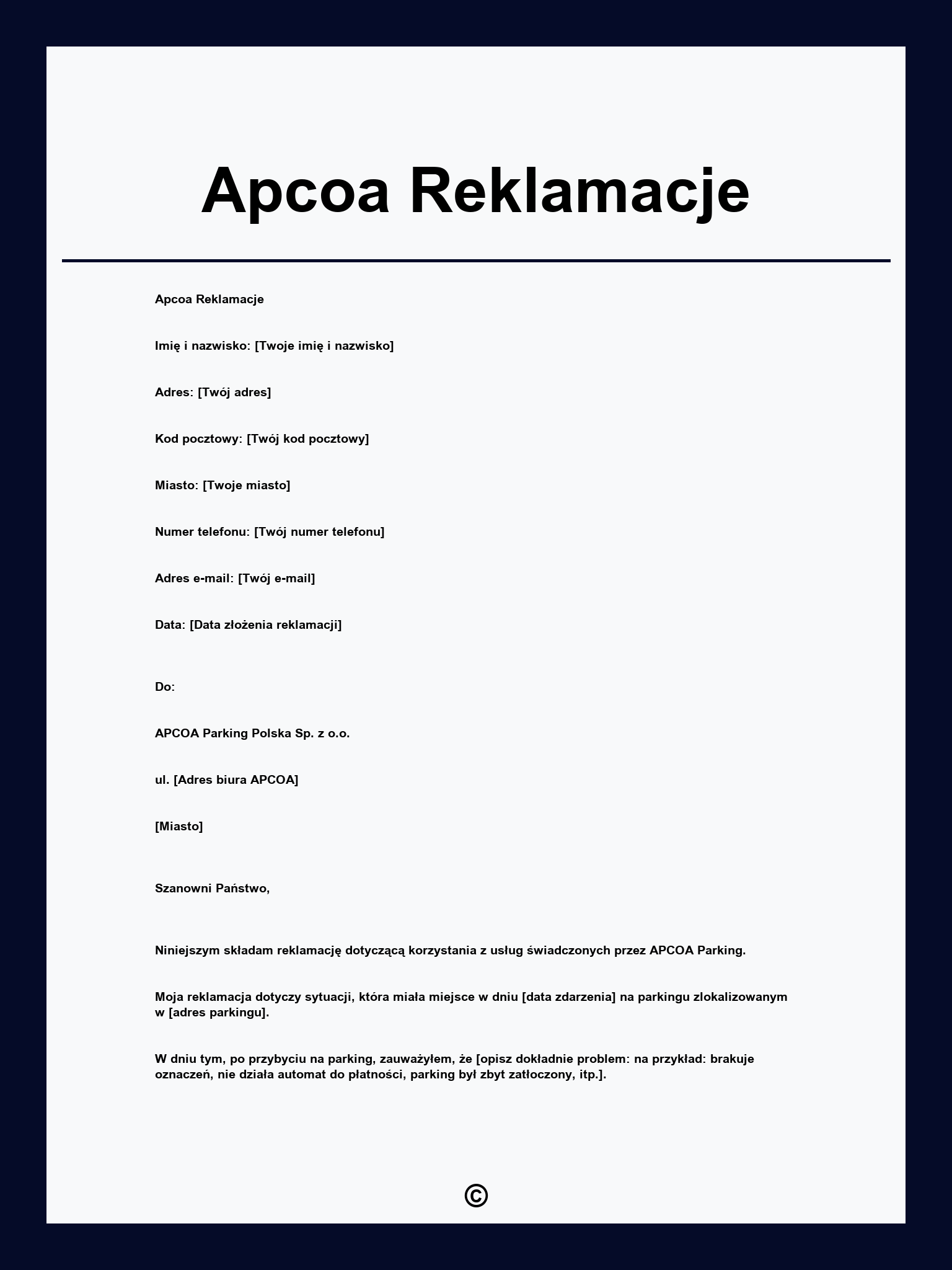 Apcoa Reklamacje