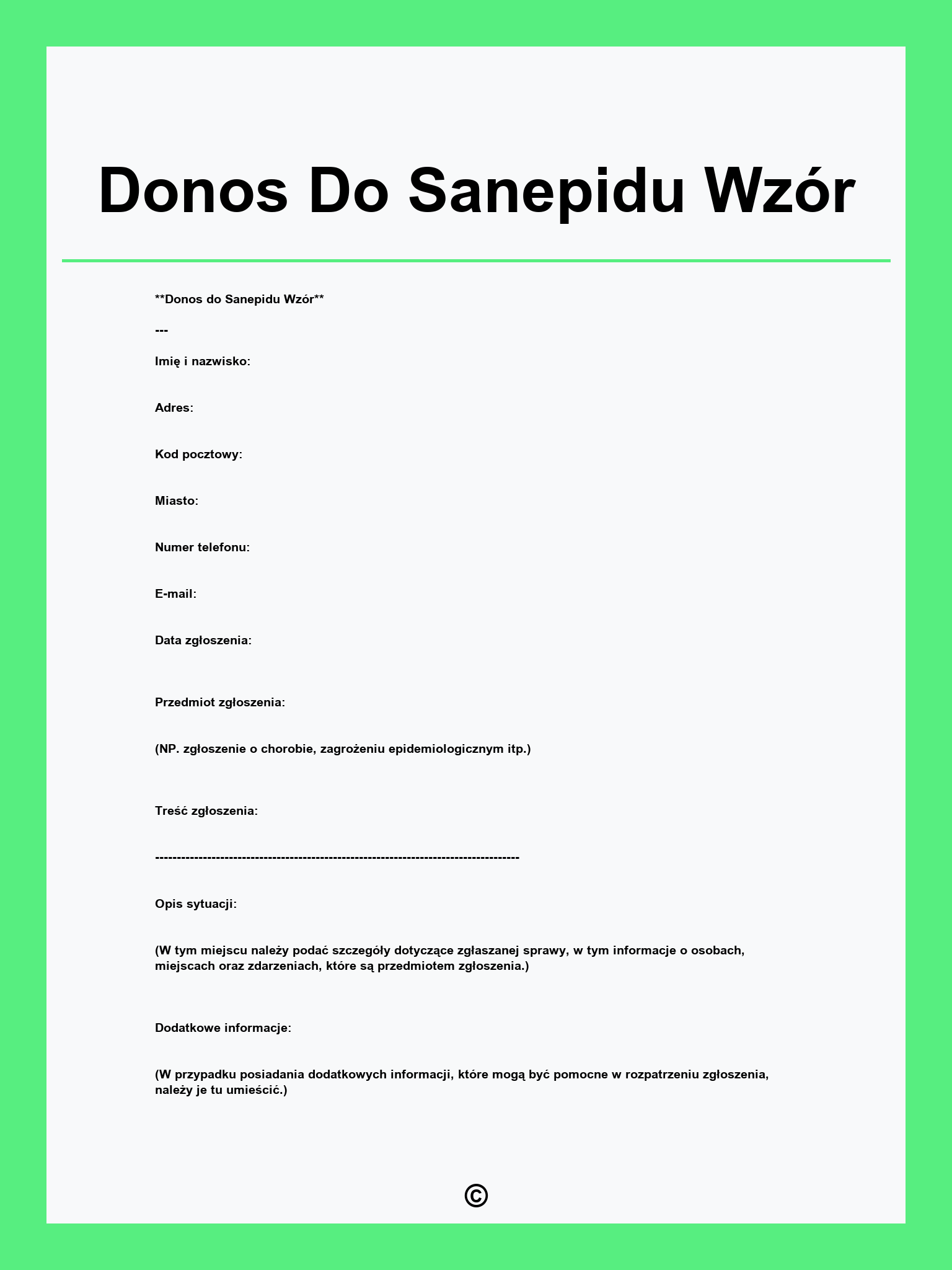 Donos Do Sanepidu Wzór