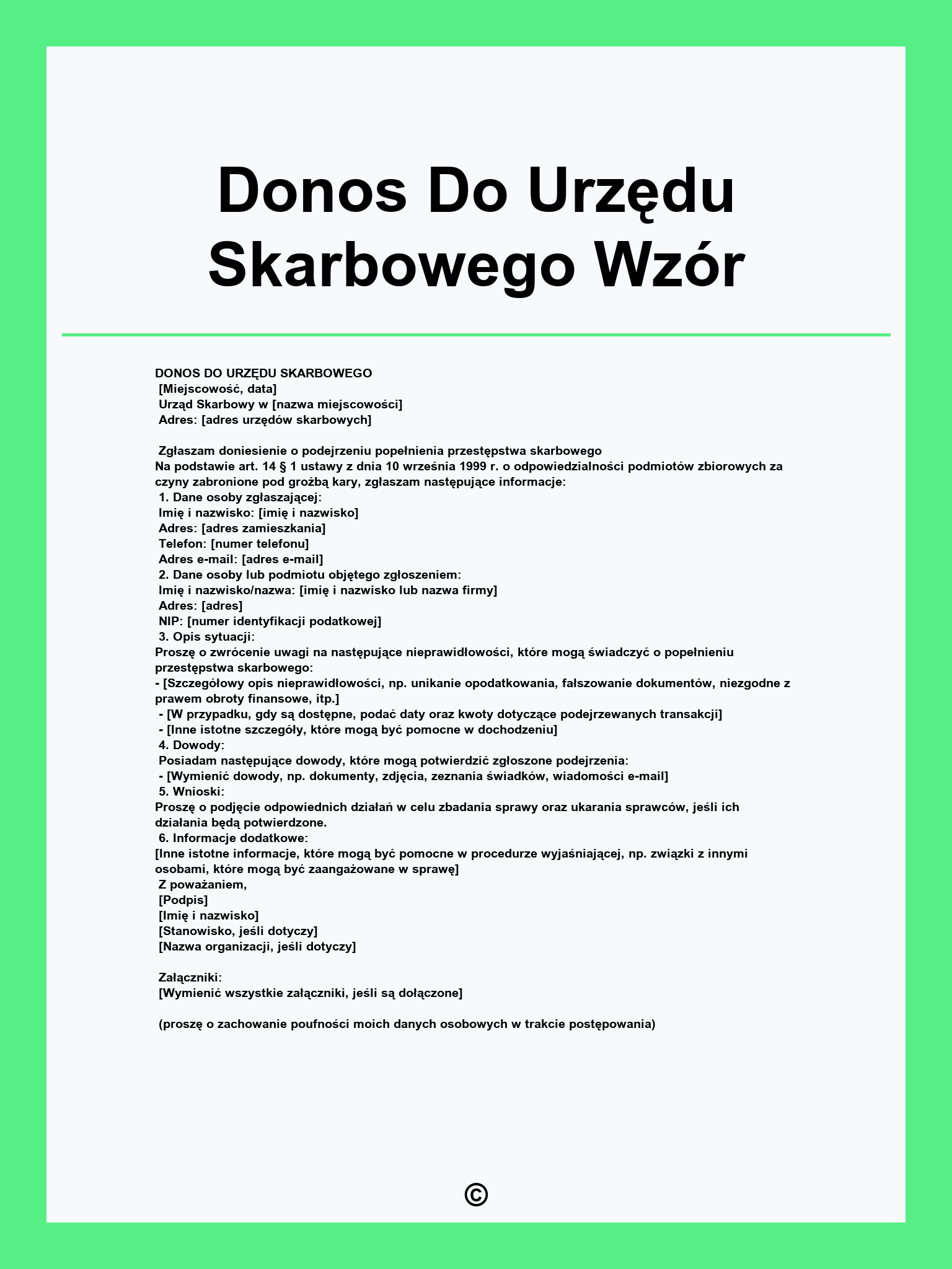 Donos Do Urzędu Skarbowego Wzór