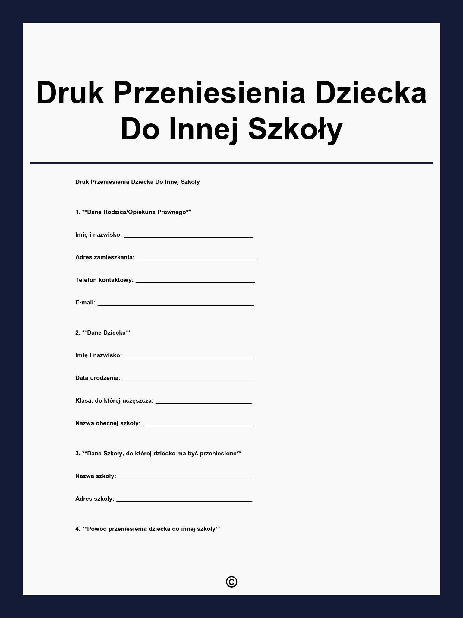 Druk Przeniesienia Dziecka Do Innej Szkoły