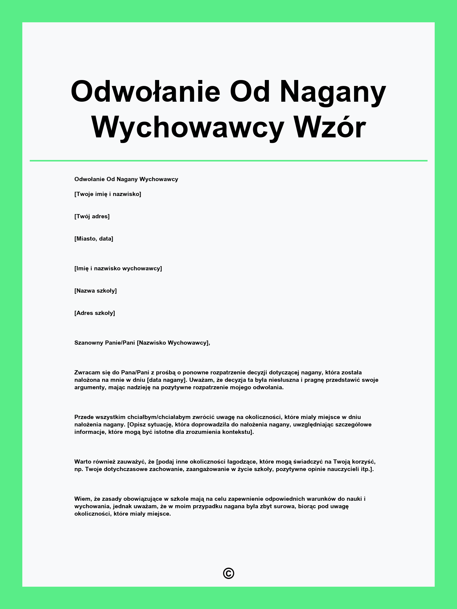 Odwołanie Od Nagany Wychowawcy Wzór
