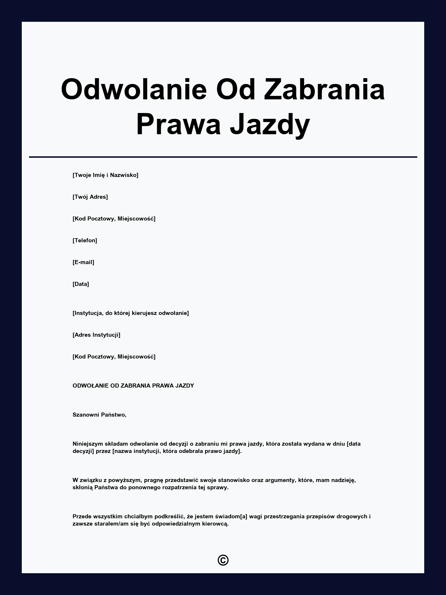 Odwolanie Od Zabrania Prawa Jazdy