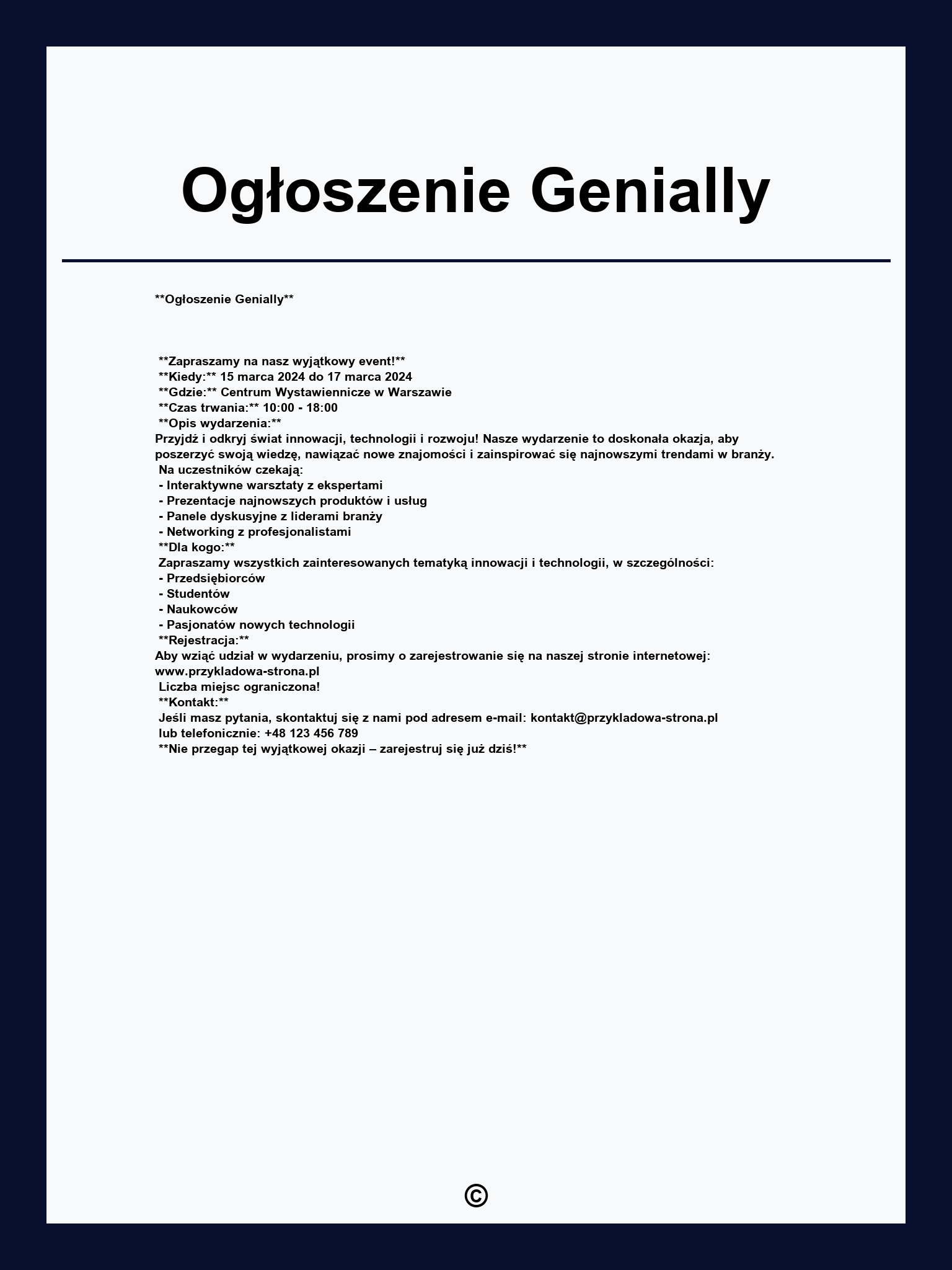 Ogłoszenie Genially