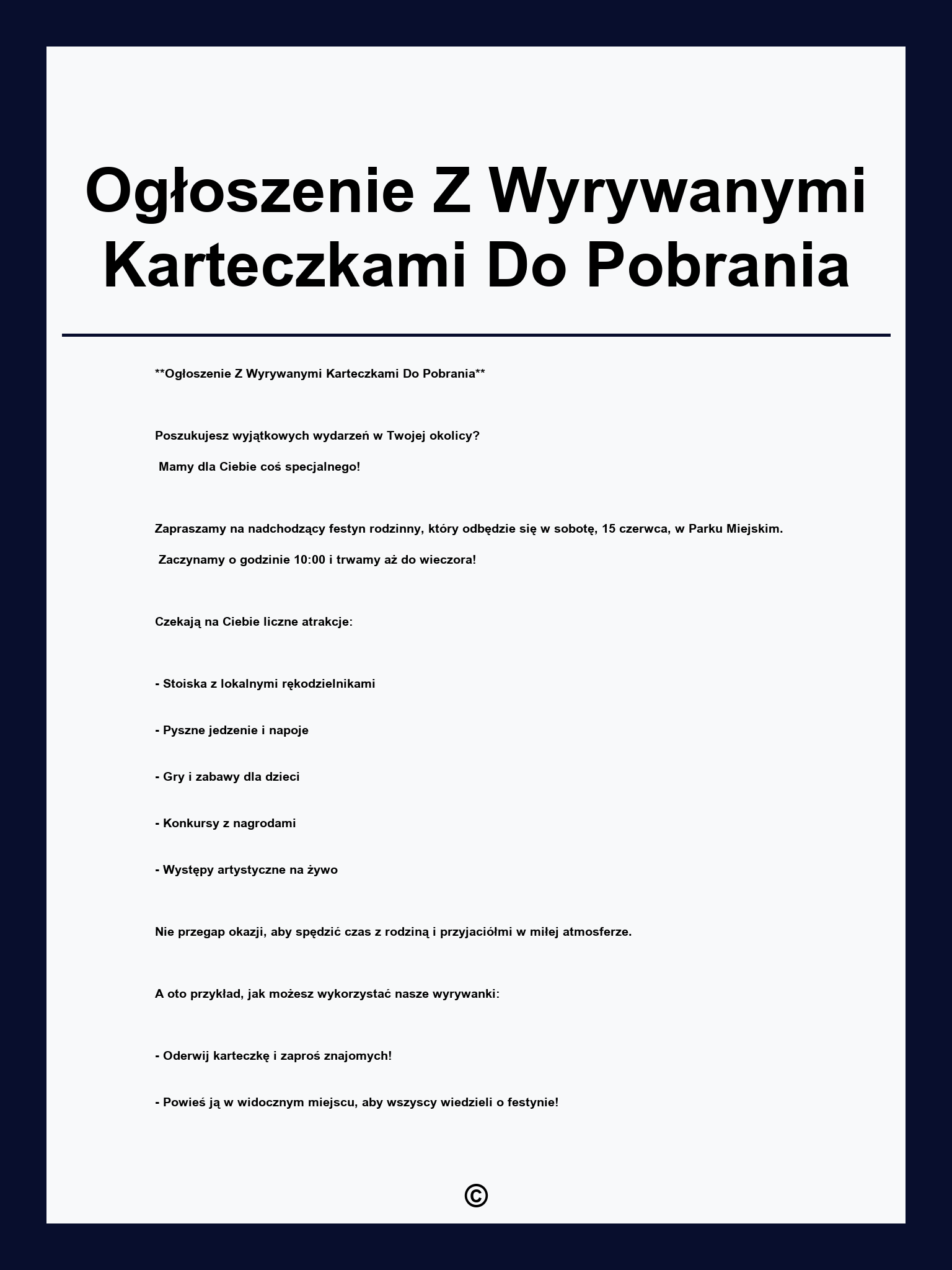 Ogłoszenie Z Wyrywanymi Karteczkami Do Pobrania