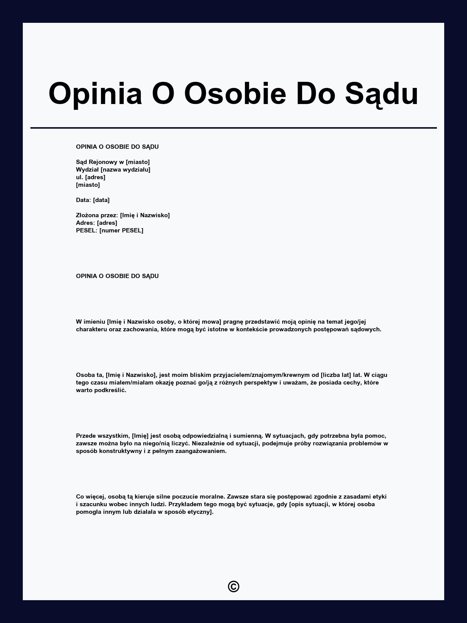 Opinia O Osobie Do Sądu