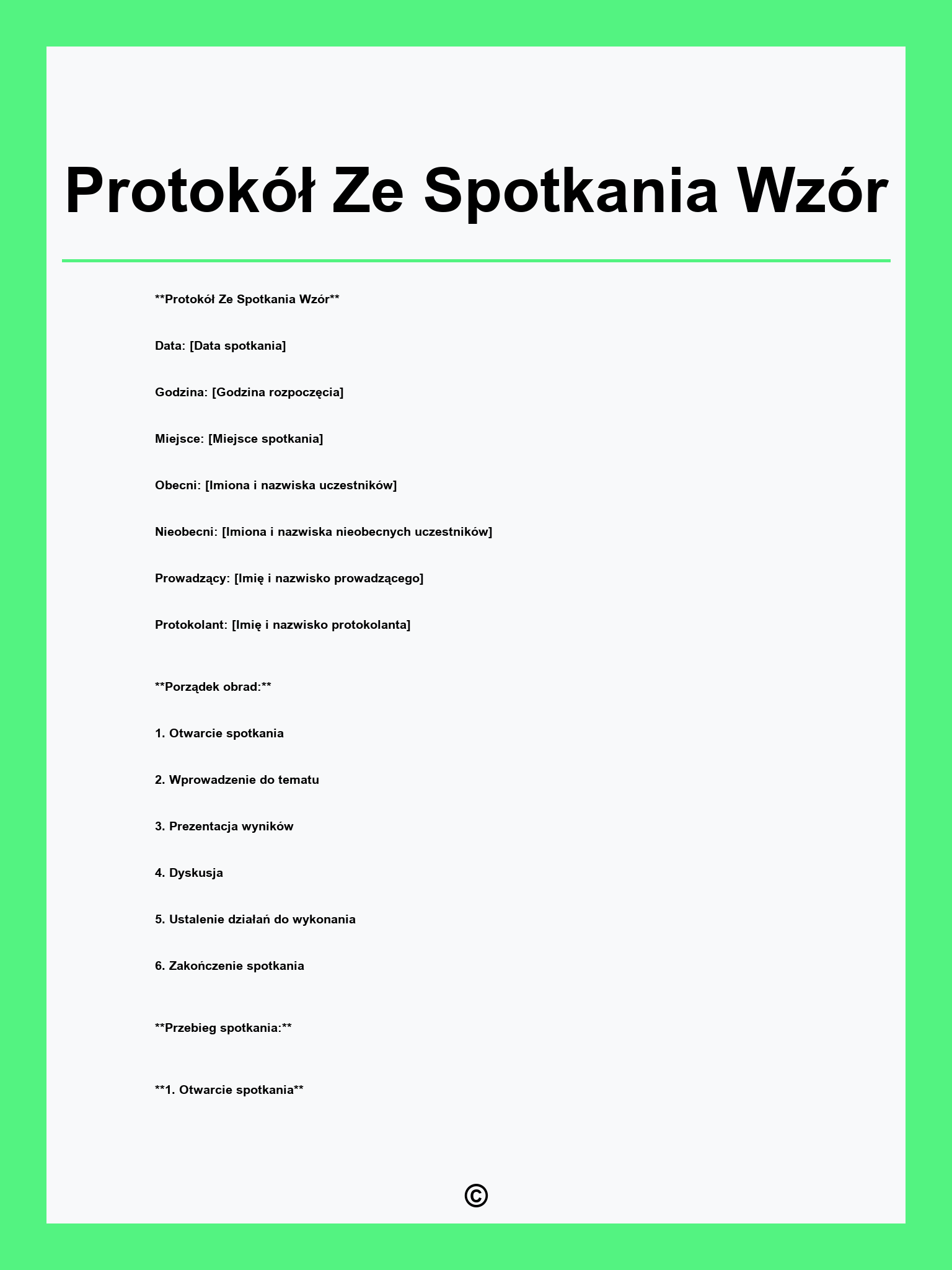 Protokół Ze Spotkania Wzór