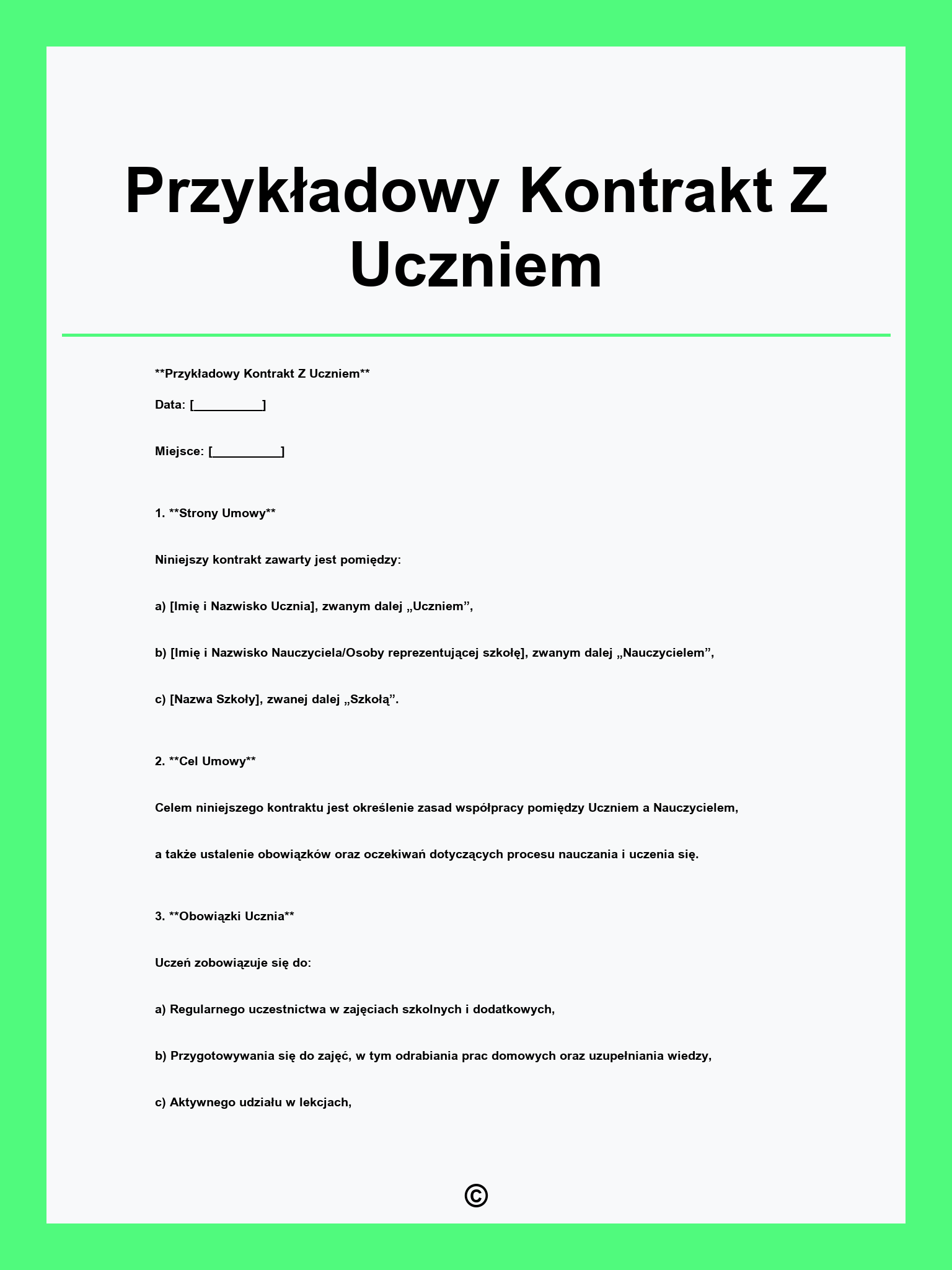 Przykładowy Kontrakt Z Uczniem