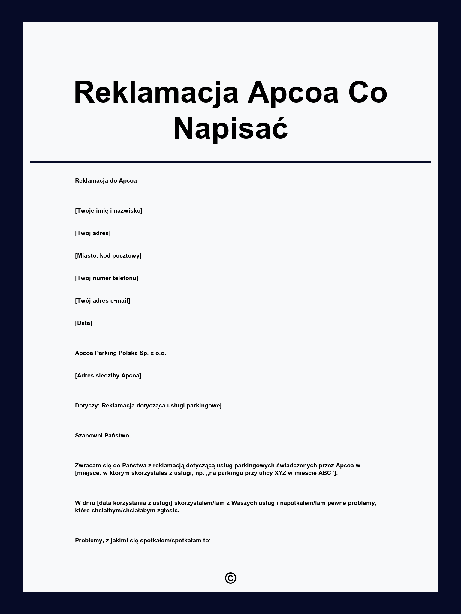 Reklamacja Apcoa Co Napisać
