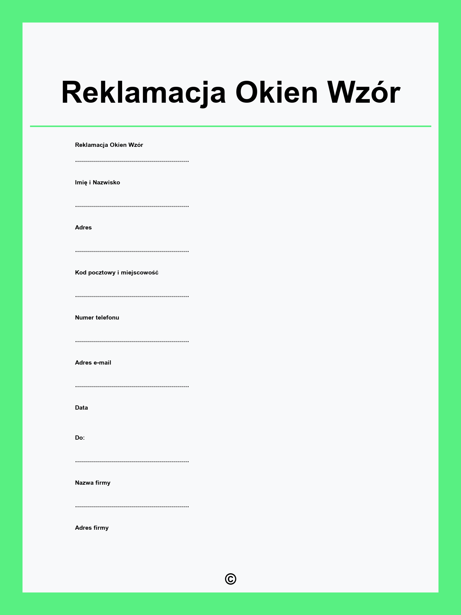 Reklamacja Okien Wzór