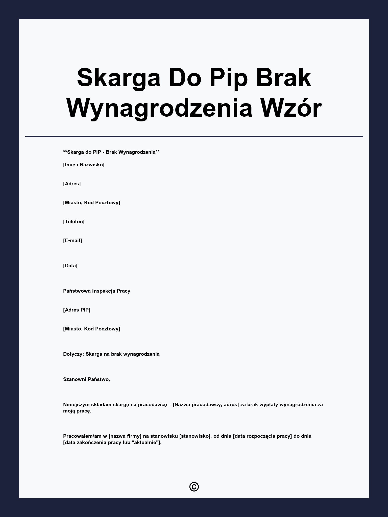 Skarga Do Pip Brak Wynagrodzenia Wzór