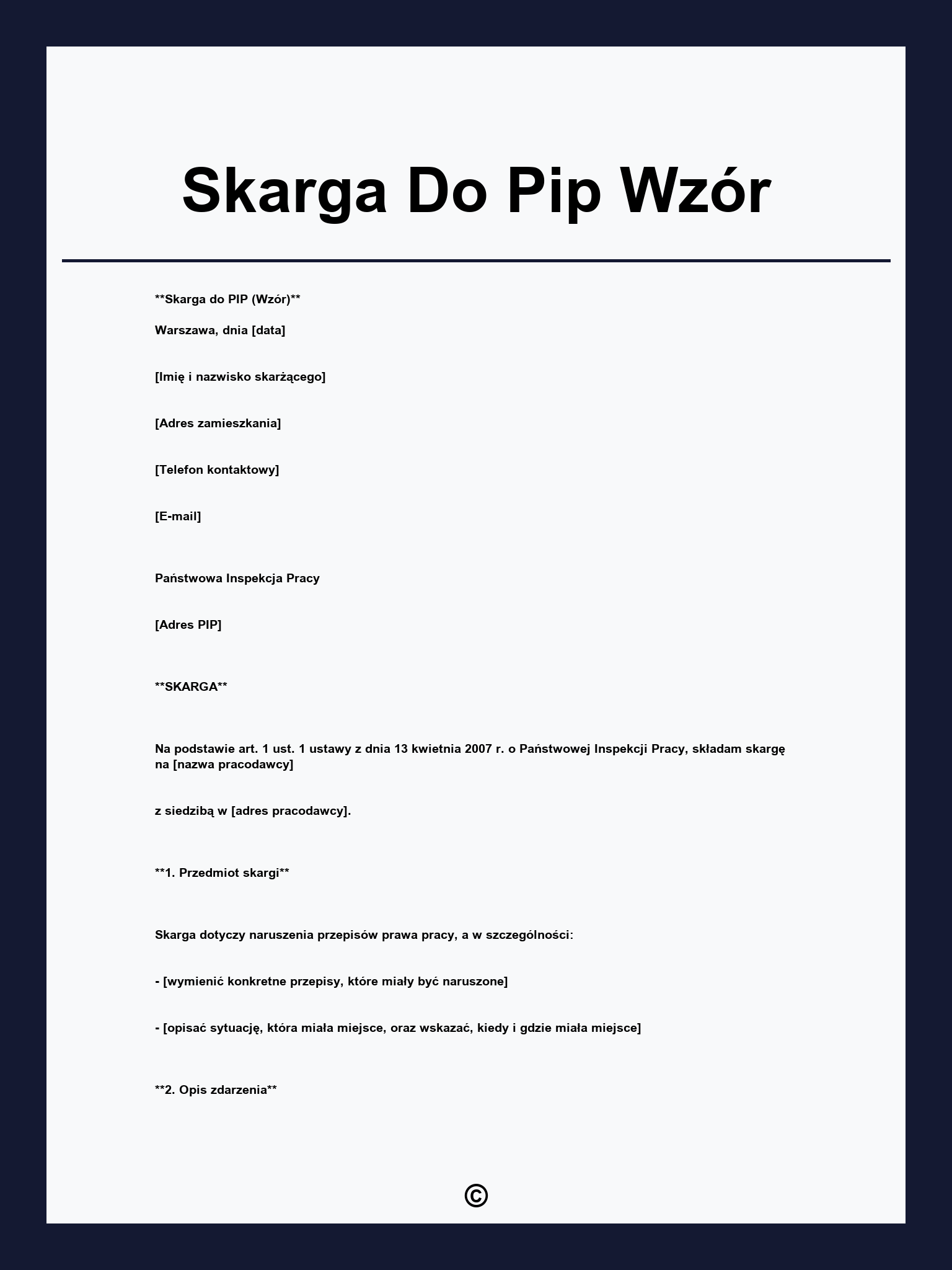 Skarga Do Pip Wzór