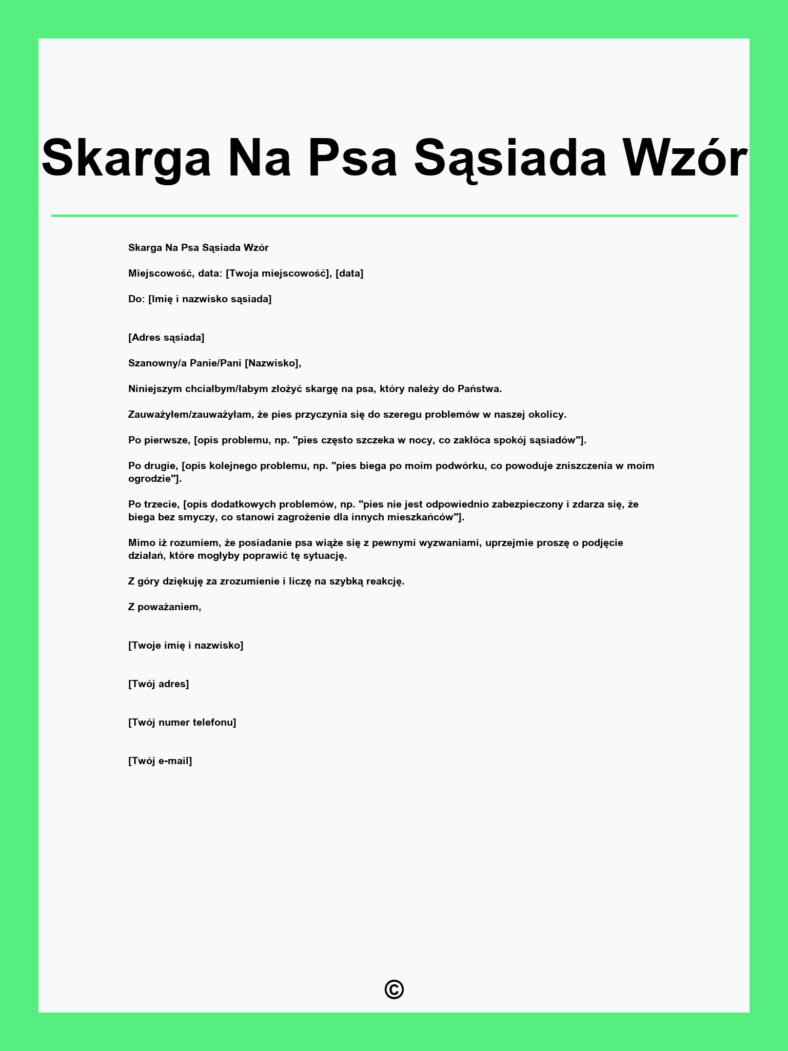 Skarga Na Psa Sąsiada Wzór