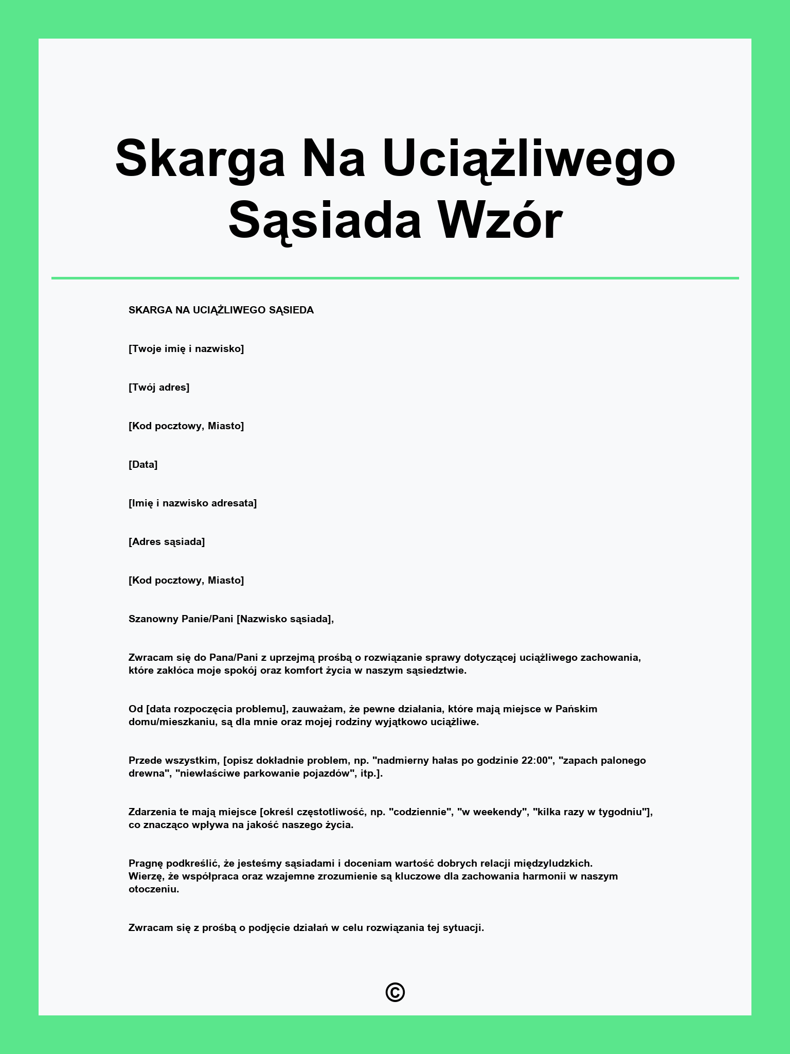 Skarga Na Uciążliwego Sąsiada Wzór