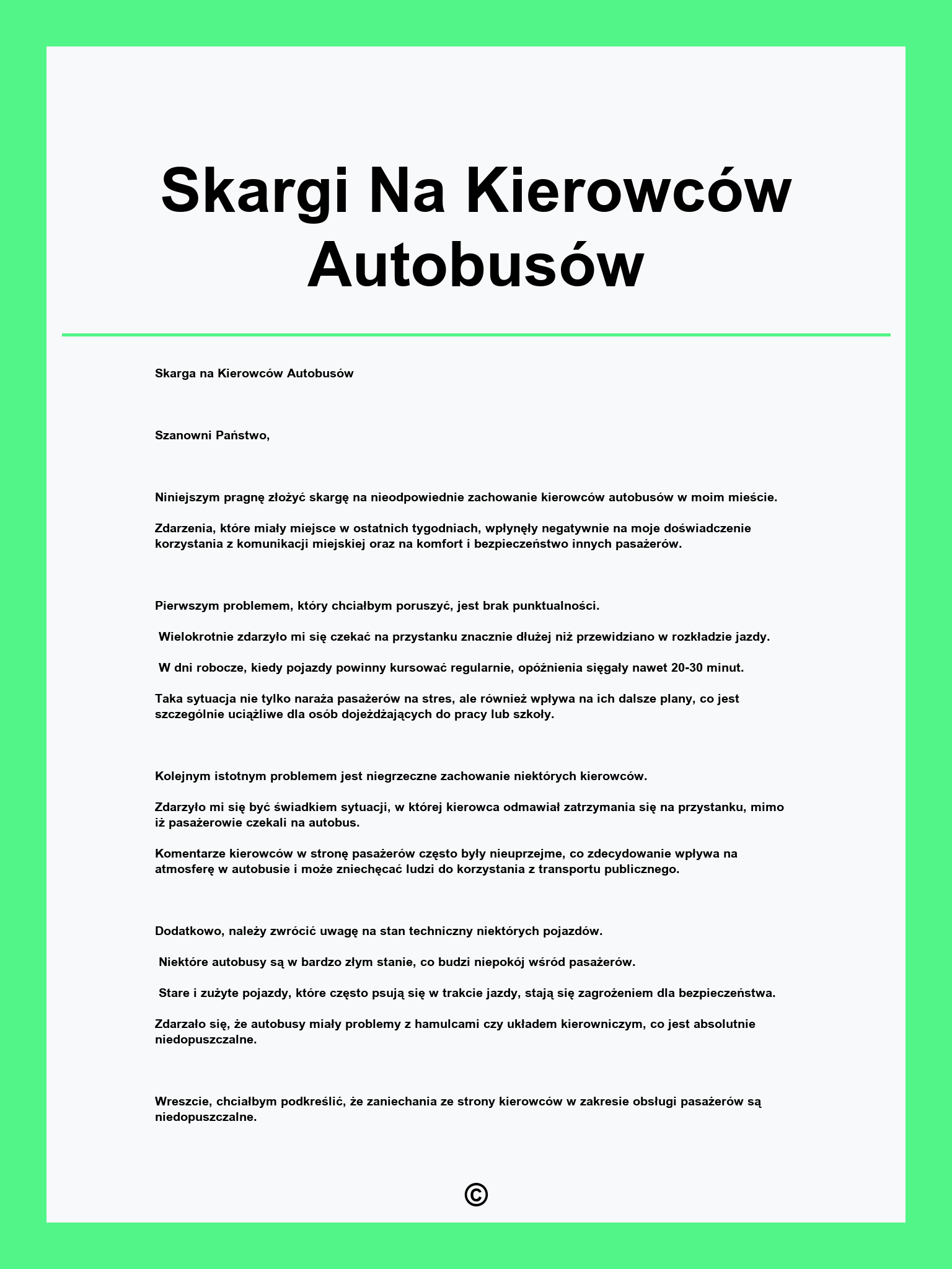 Skargi Na Kierowców Autobusów