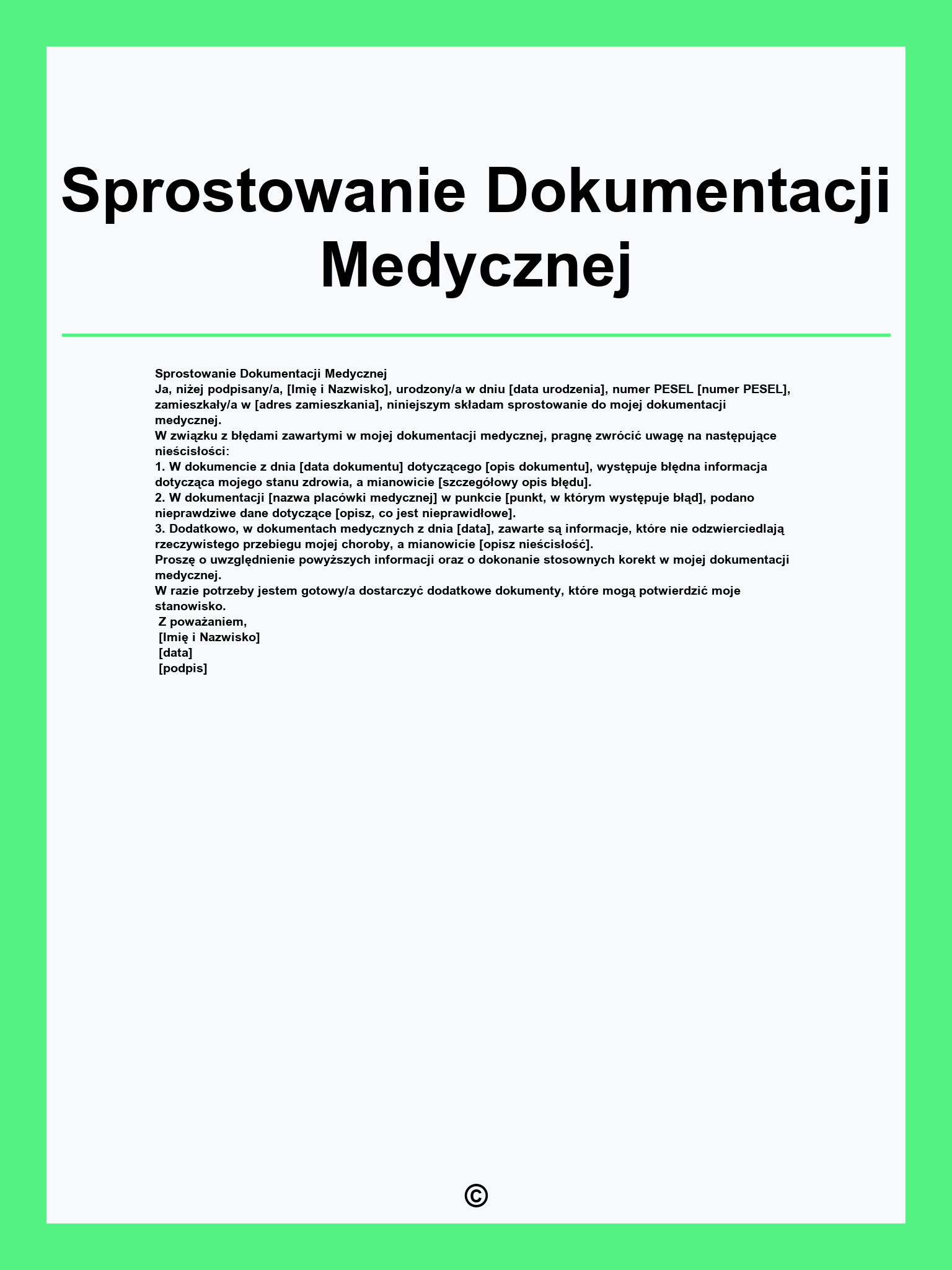 Sprostowanie Dokumentacji Medycznej