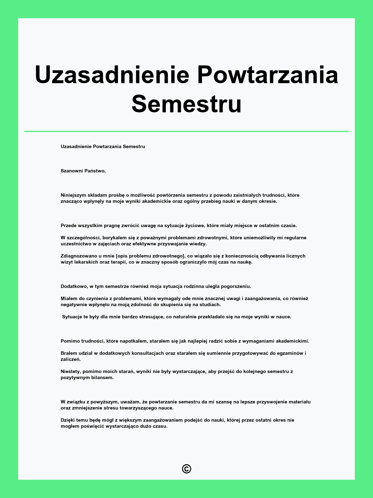 Uzasadnienie Powtarzania Semestru