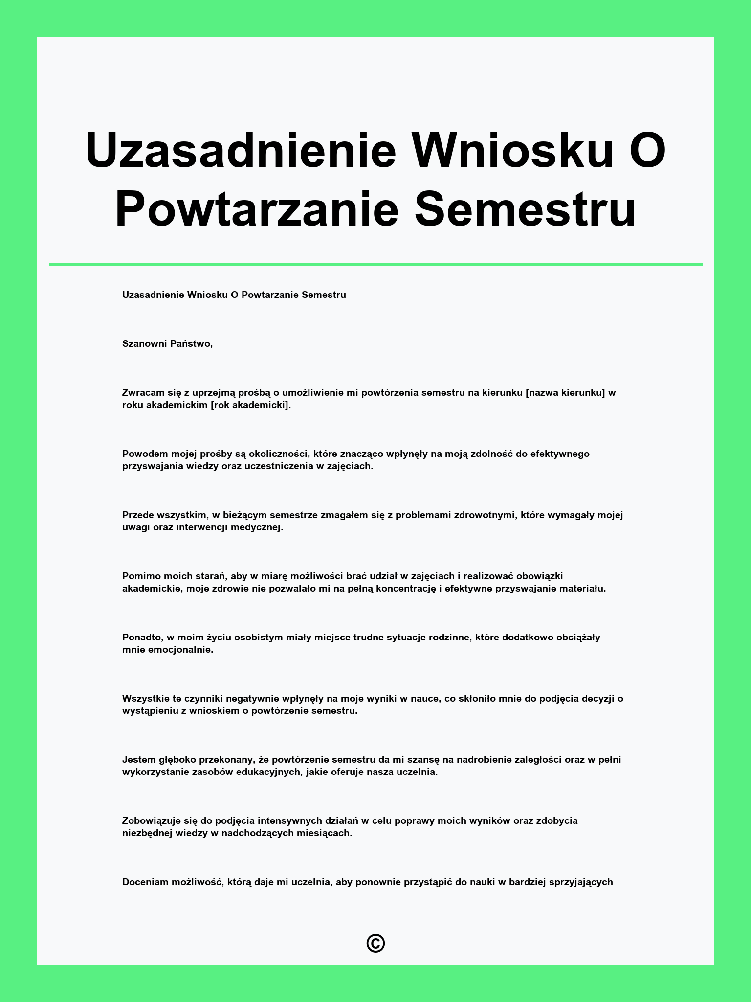 Uzasadnienie Wniosku O Powtarzanie Semestru