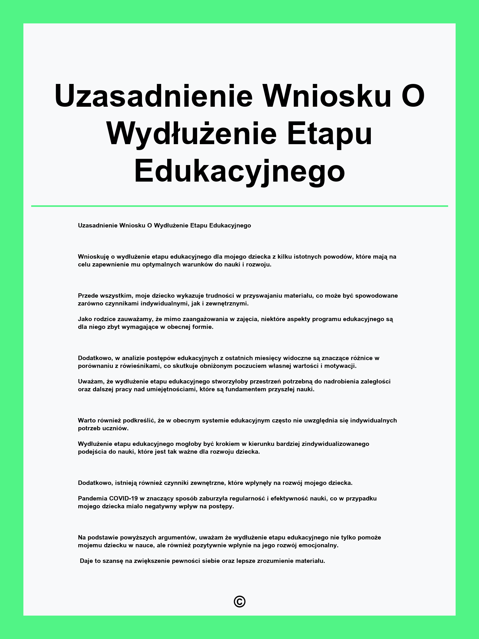 Uzasadnienie Wniosku O Wydłużenie Etapu Edukacyjnego