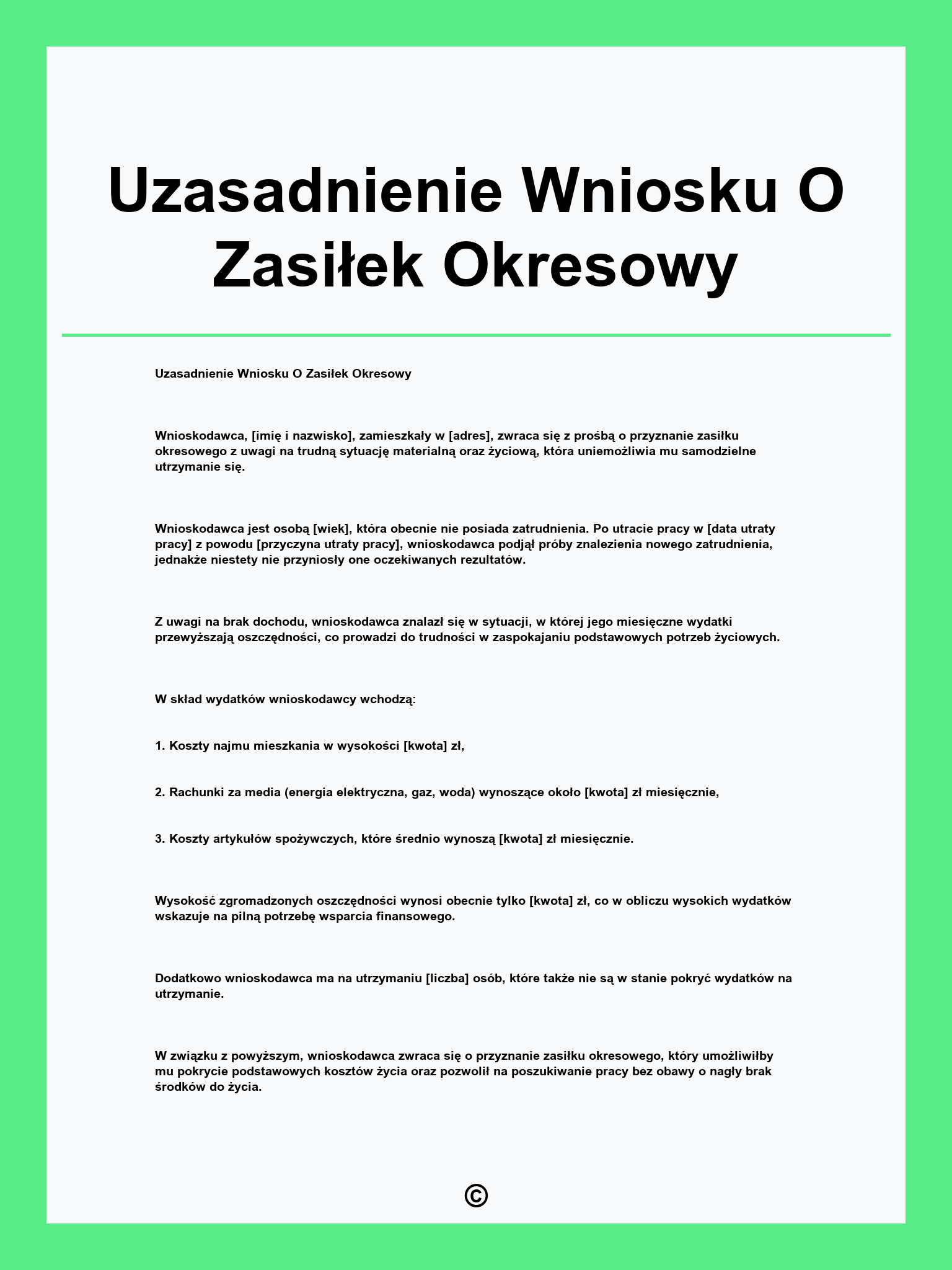 Uzasadnienie Wniosku O Zasiłek Okresowy
