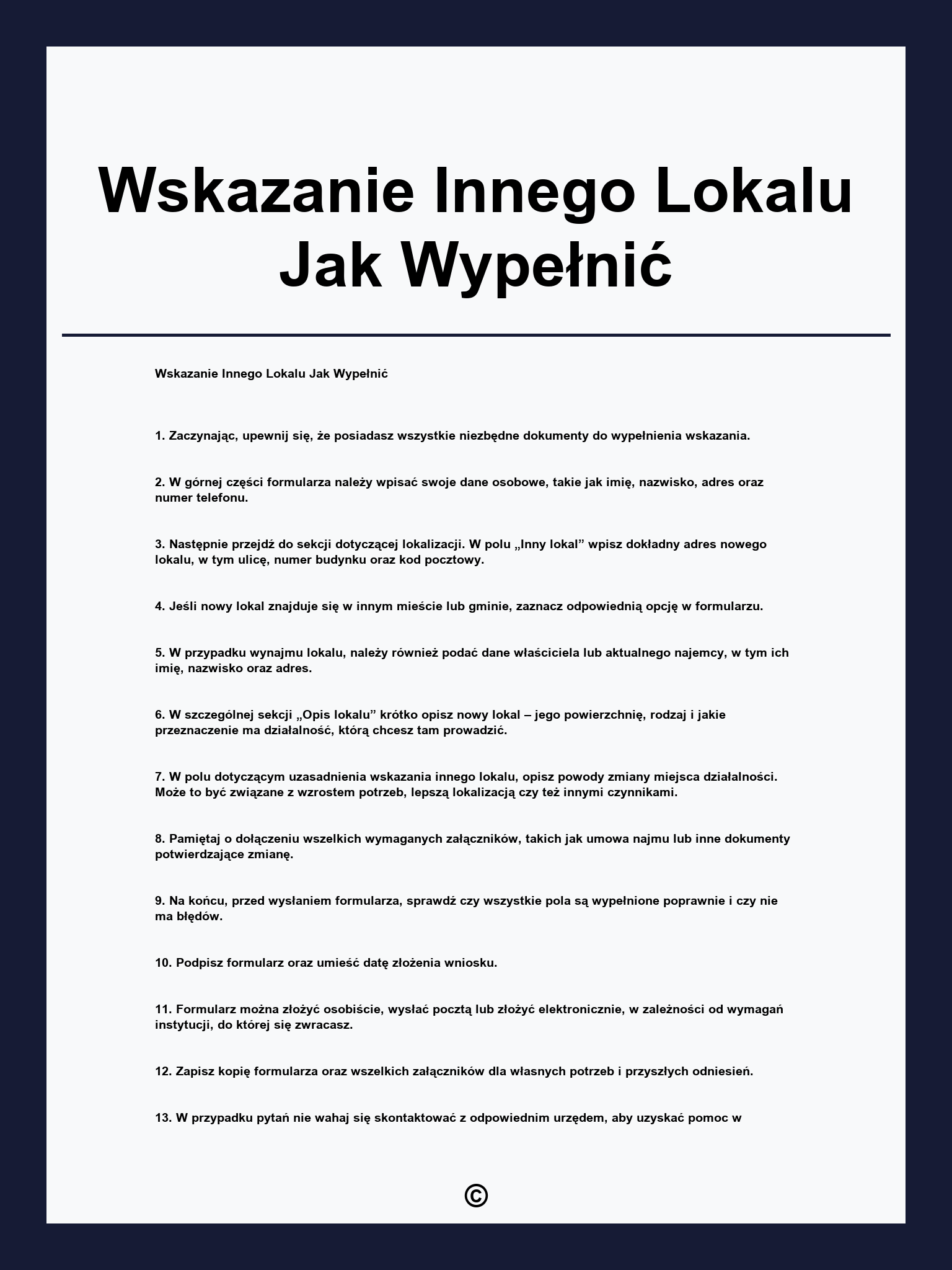 Wskazanie Innego Lokalu Jak Wypełnić