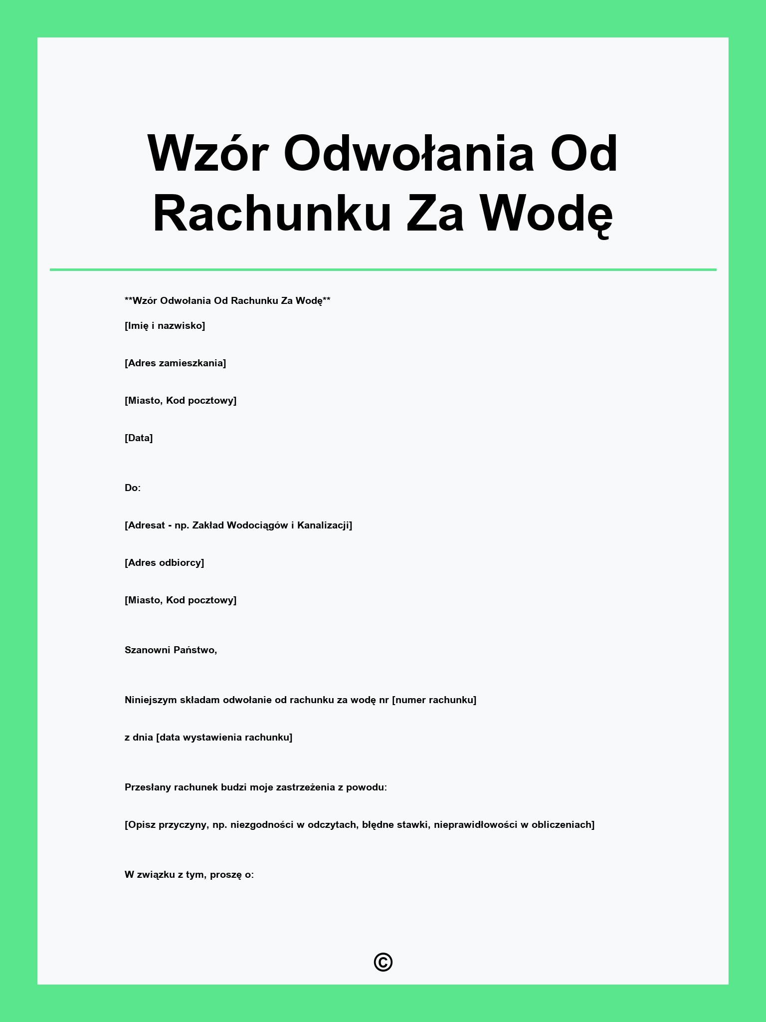 Wzór Odwołania Od Rachunku Za Wodę