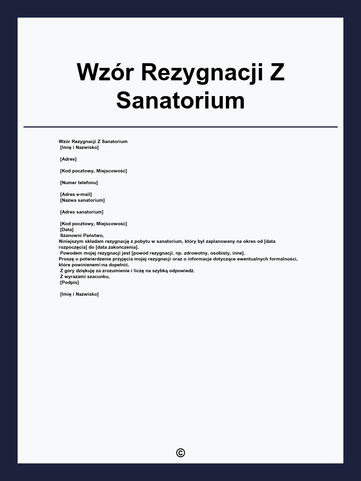 Wzór Rezygnacji Z Sanatorium