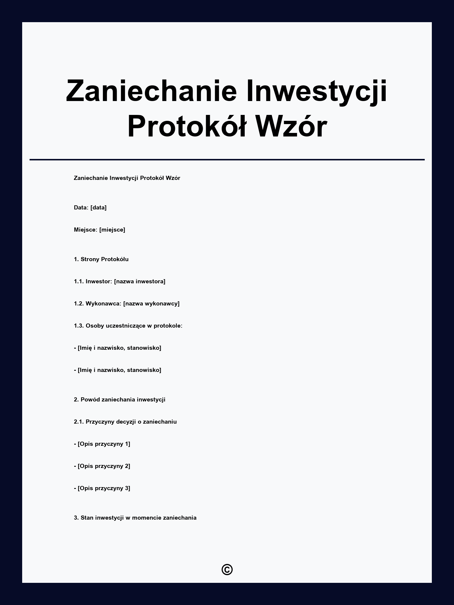 Zaniechanie Inwestycji Protokół Wzór