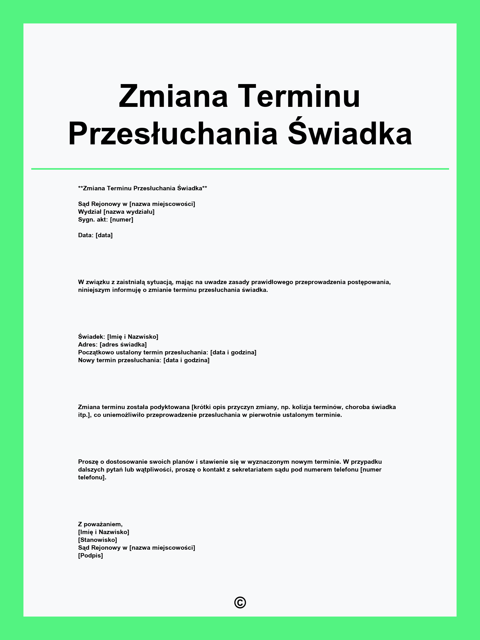 Zmiana Terminu Przesłuchania Świadka